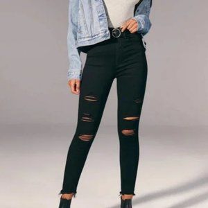 ABERCROMBIE & FITCH ULTRA HIGH RISE SUPER SKINNY ANKLE JEANS GRUNGE WHIMSIGOTH